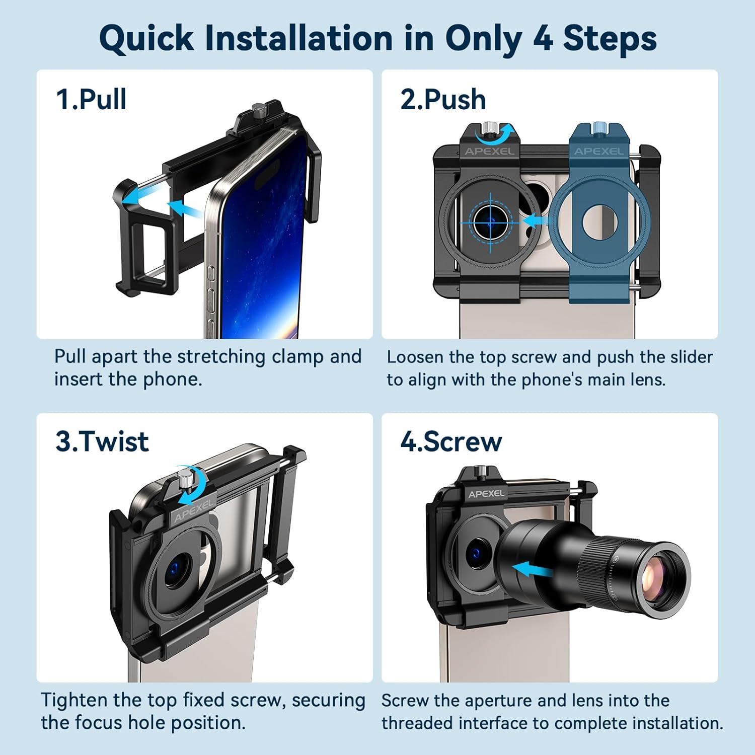 Evil eye 2 in 1 Phone Camera Lens Kit, 6X Telephoto Lens & 150mm Macro Lens with Universal Lens Clip, Phone Lens Attachment for iPhone and Andriod - Image 6